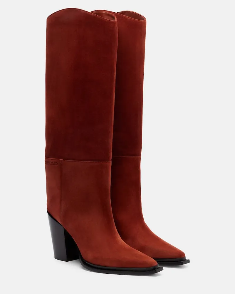 Jimmy Choo Stiefel Cece 80 aus Veloursleder Braun