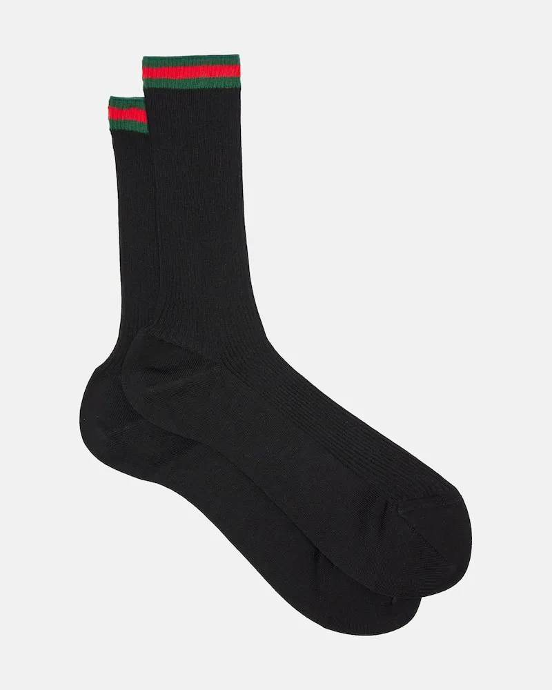 Gucci Socken Web Stripe aus Baumwolle Schwarz