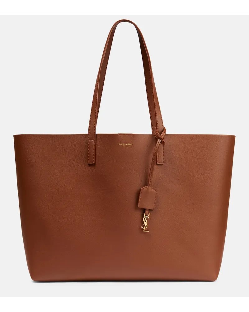 Saint Laurent Tote Bag E/W aus Leder Braun