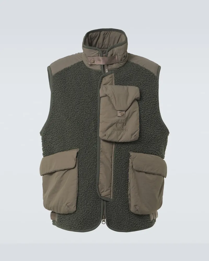 C.P. Company Weste aus Teddyfleece Grün