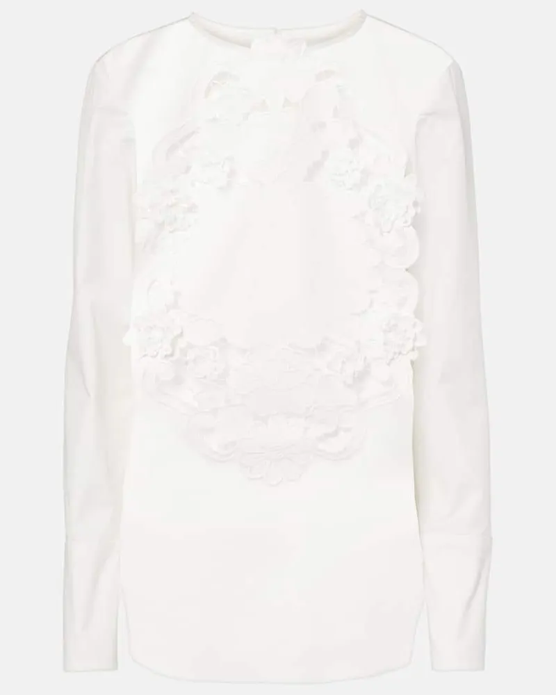 Oscar de la Renta Bestickte Bluse aus Baumwolle Weiã
