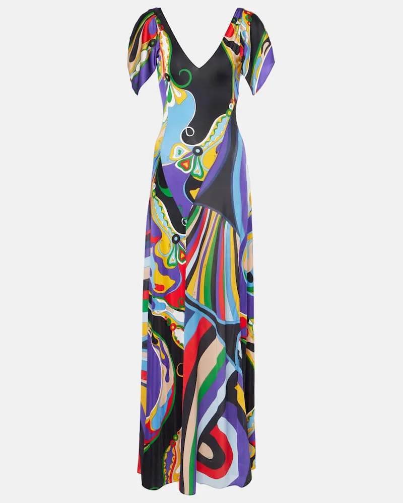 Emilio Pucci Robe Orchidee and Iride aus Jersey Multicolor