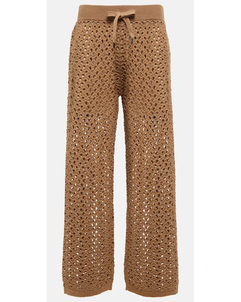 Brunello Cucinelli Hose aus Baumwolle, Leinen und Seide Beige