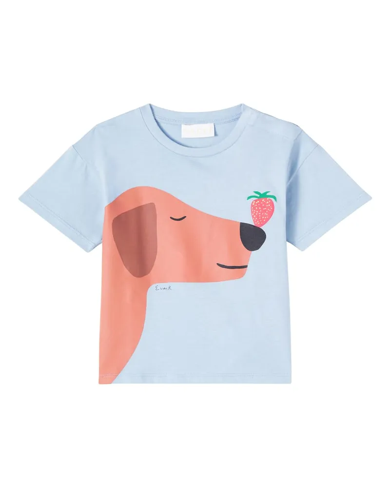 Gucci X Euan Roberts Baby T-Shirt aus Baumwoll-Jersey Blau
