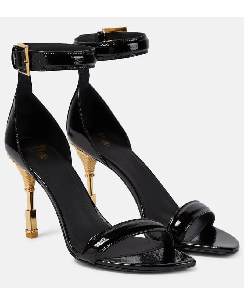 Balmain Sandalen Moneta aus Lackleder Schwarz