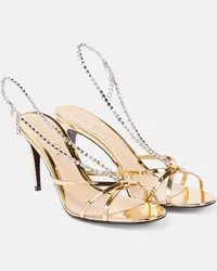 Gucci Verzierte Sandalen aus Metallic-Leder Gold