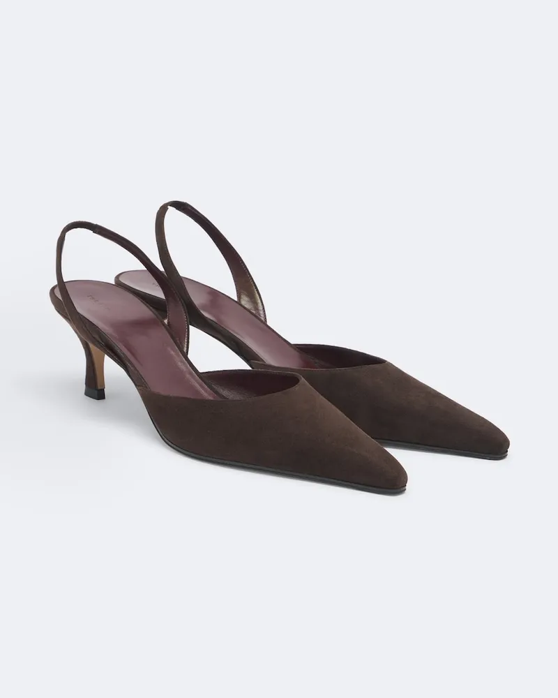The Row Slingback-Pumps Inez aus Veloursleder Braun