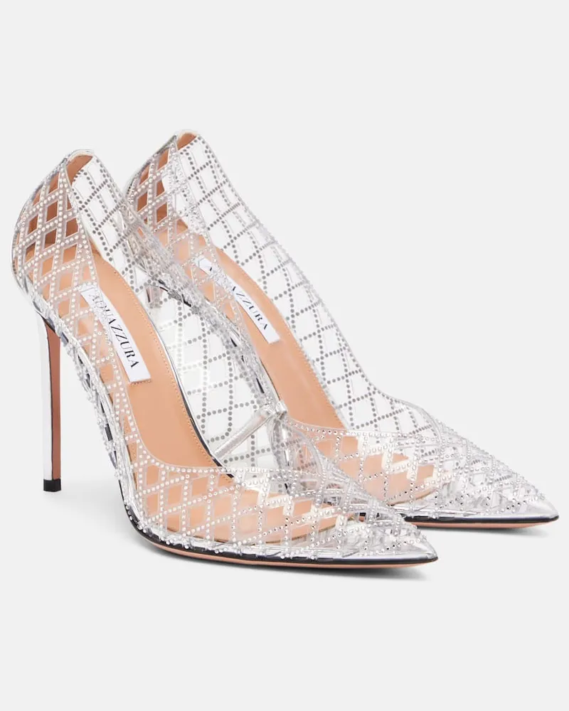Aquazzura Pumps Lumiere 105 mit Kristallen Silber