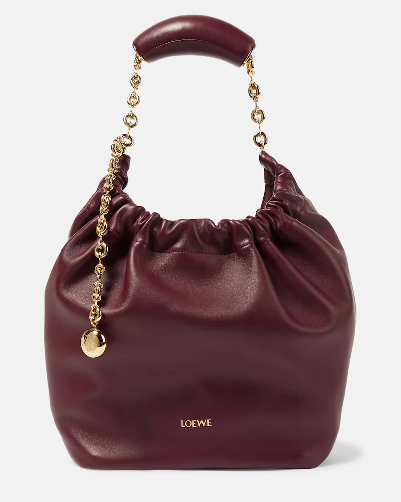 Loewe Schultertasche Squeeze Small aus Leder Burgunderrot