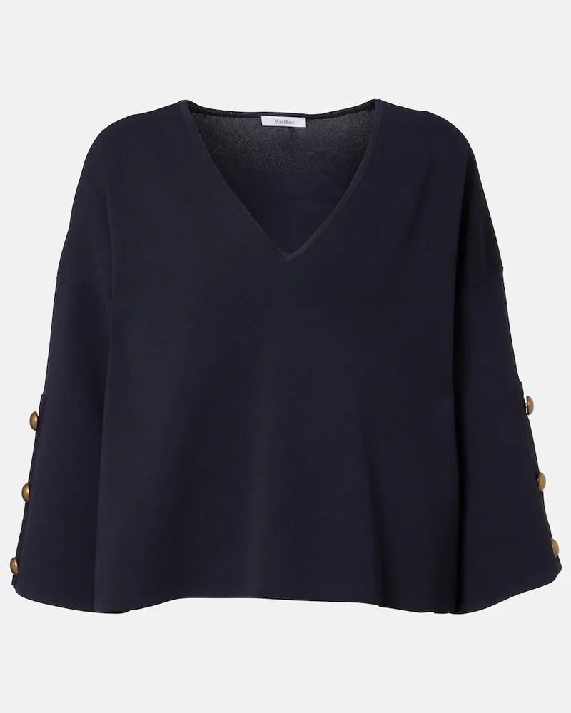 Max Mara Top aus Crêpe Blau