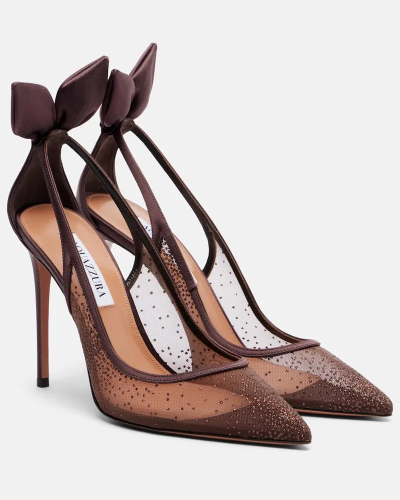 Aquazzura Verzierte Slingback-Pumps Bow Tie 105 Braun