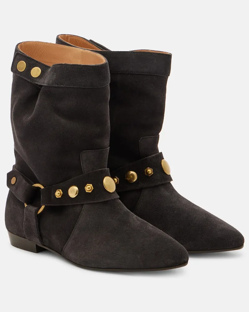 Isabel Marant Ankle Boots Stania aus Veloursleder Schwarz