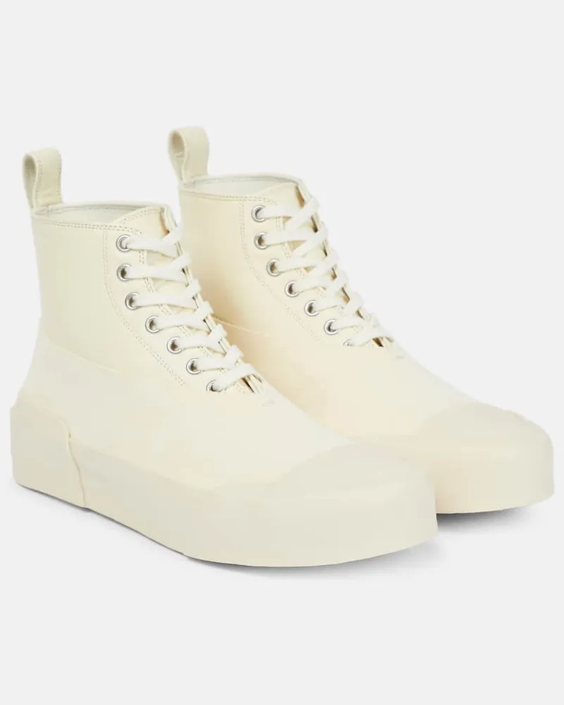 Jil Sander High-Top Sneakers aus Leder Weiß