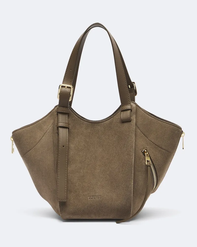 Loewe Tote Bag Hammock Flip Medium aus Veloursleder Braun