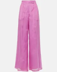 Max Mara Weite Hose Calibri aus Seidenorganza Pink