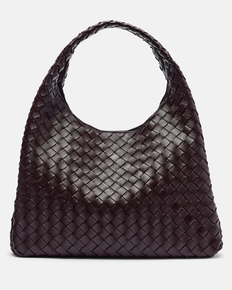 Bottega Veneta Schultertasche Campana Large aus Leder Burgunderrot
