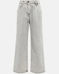 Brunello Cucinelli High-Rise Wide-Leg Jeans Grau