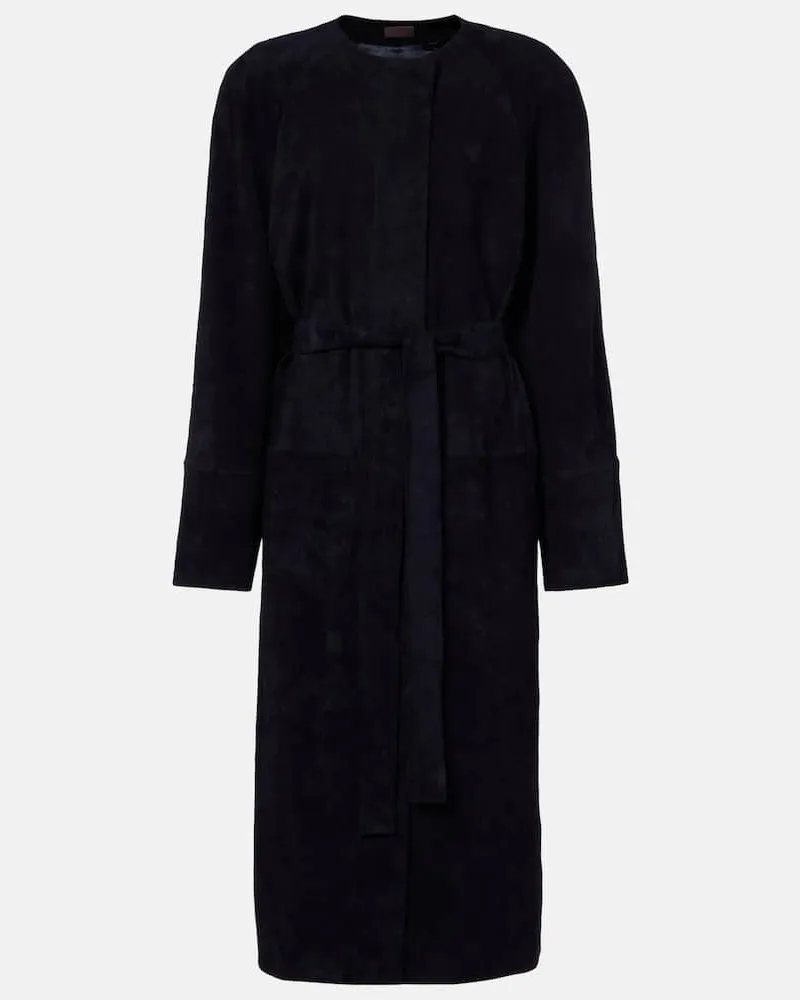 Stouls Mantel Dietrich aus Veloursleder Blau