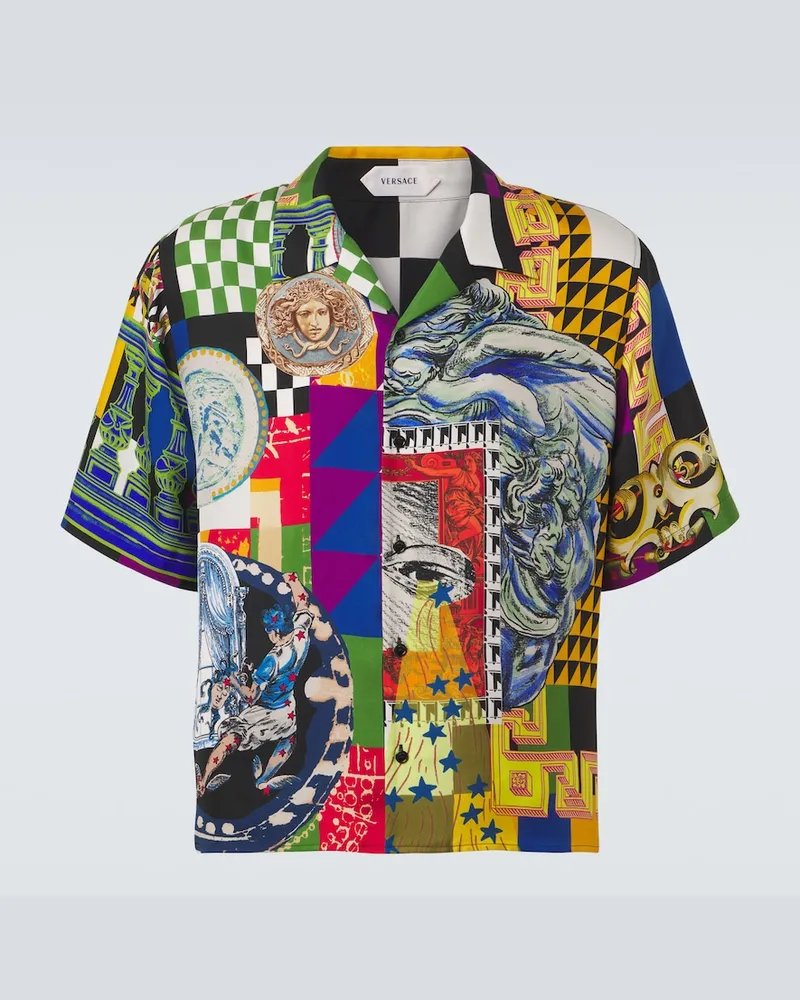 Versace Hemd Medusa aus Seiden-Twill Multicolor