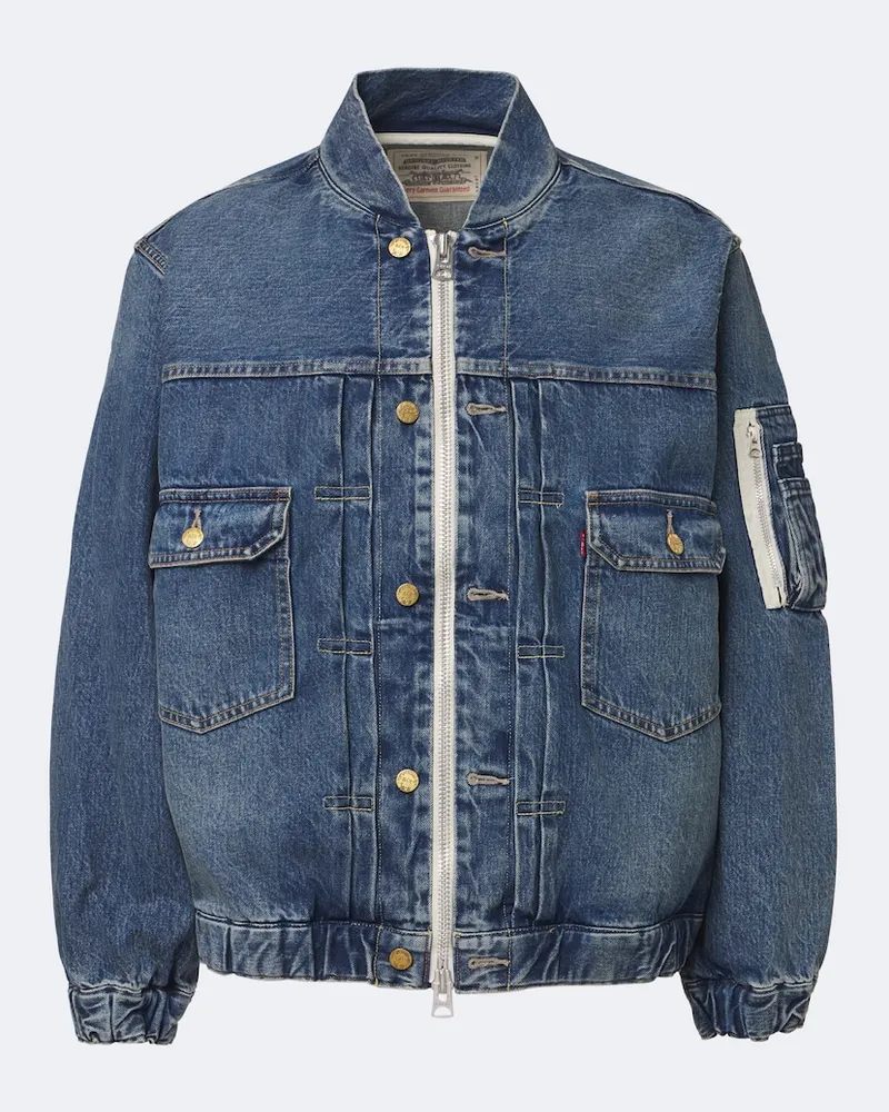 Sacai Bomberjacke aus Denim Blau