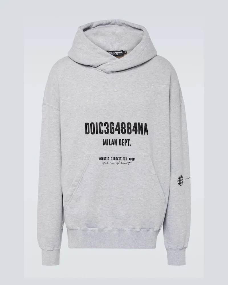 Dolce & Gabbana Bedrucktes Sweatshirt aus Baumwolle Grau