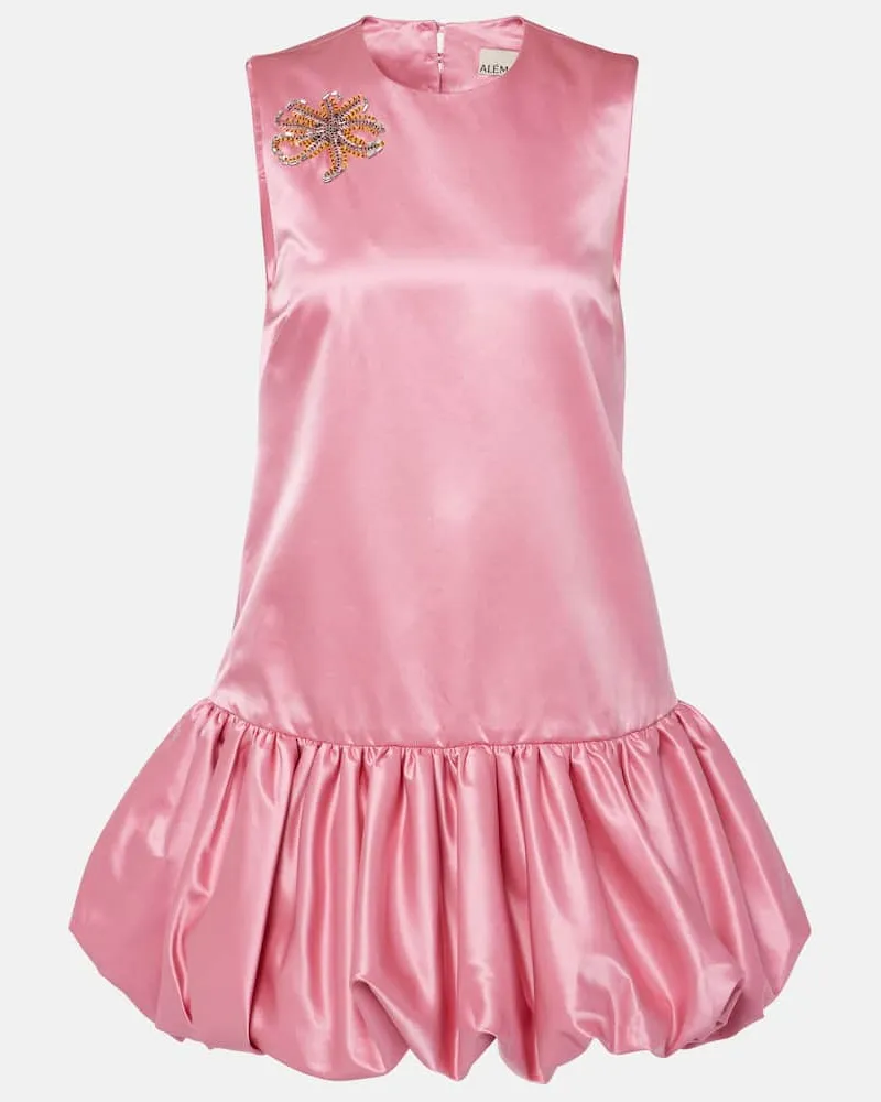 ALEMAIS Alémais Verziertes Minikleid Neptuna aus Satin Rosa