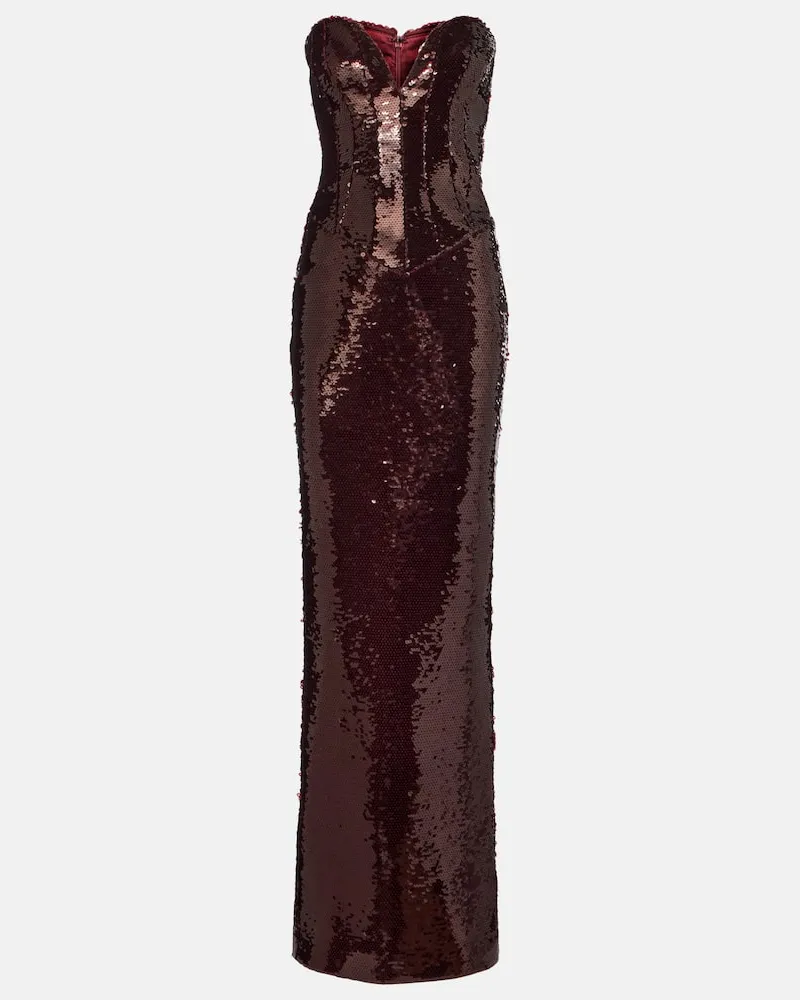 The New Arrivals Ilkyaz Ozel Robe Azzurra mit Pailletten Burgund
