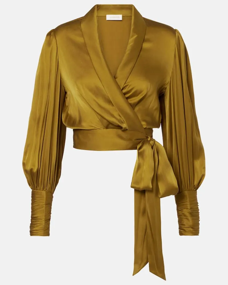 Zimmermann Wickeltop aus Seidensatin Grün