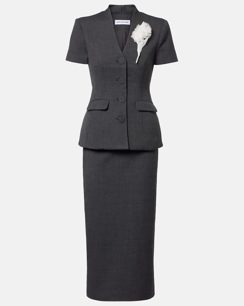 Self-Portrait Midikleid Grau