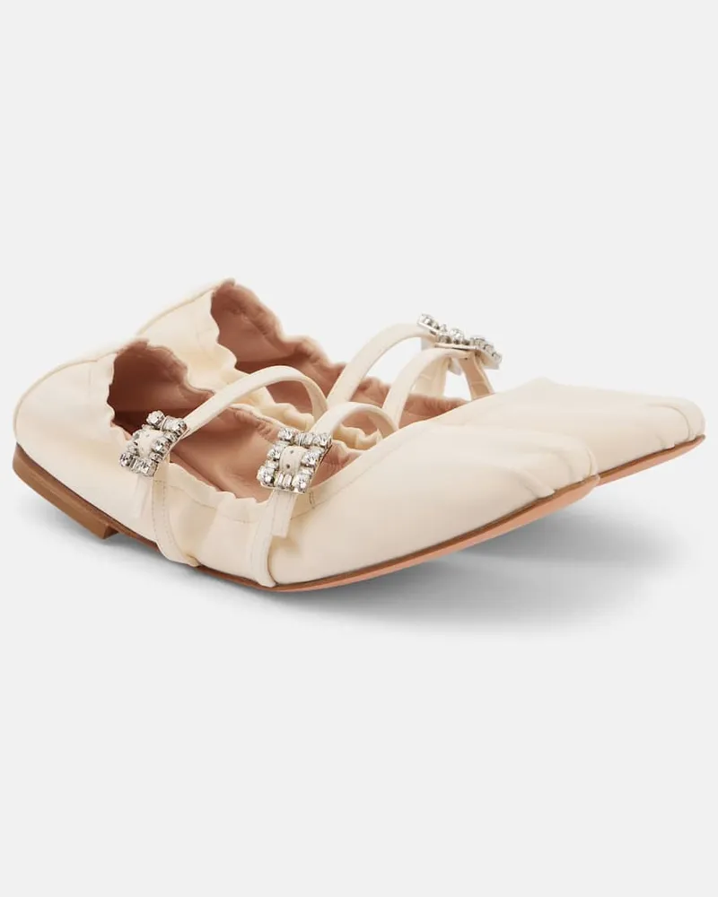 Roger Vivier Verzierte Ballerinas aus Leder Weiß