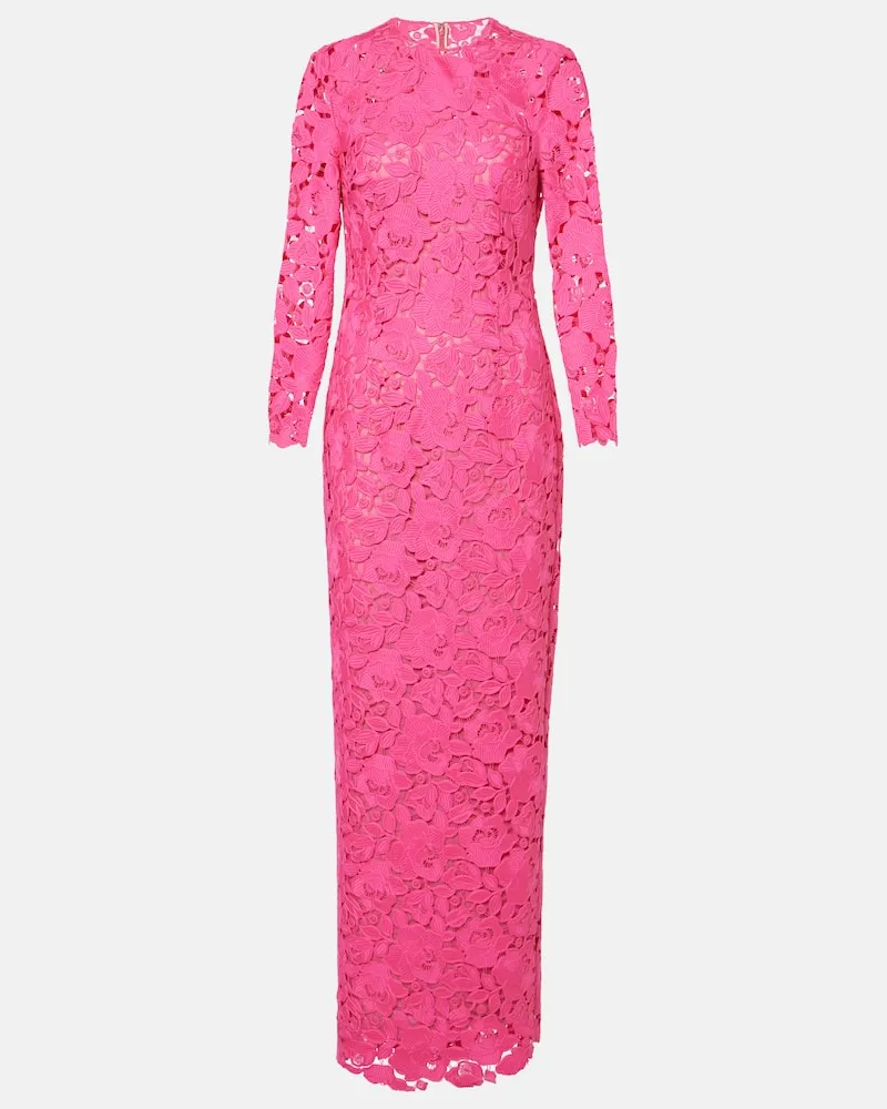 Oscar de la Renta Robe aus Guipure-Spitze Pink