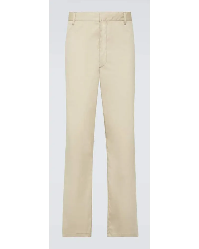 Prada Gerade Hose aus einem Baumwollgemisch Beige