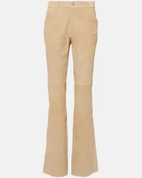 Chloé Chloe Mid-Rise-Hose aus Veloursleder Beige