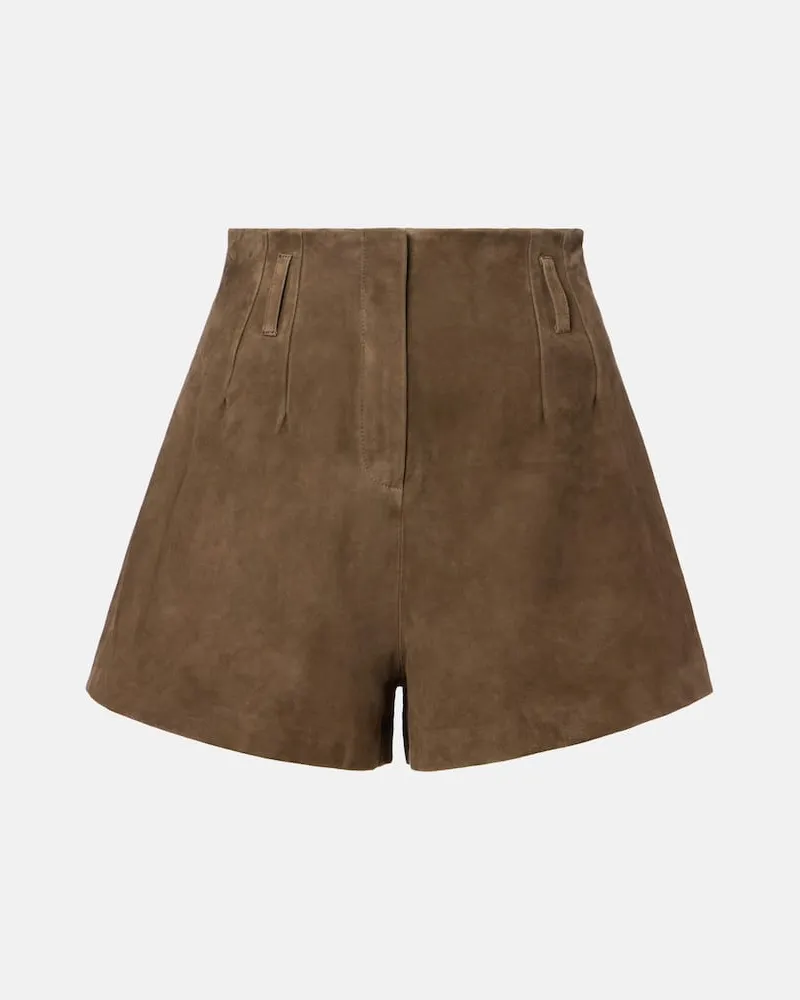 FRANKIE Shop High-Rise Shorts Lise aus Veloursleder Braun