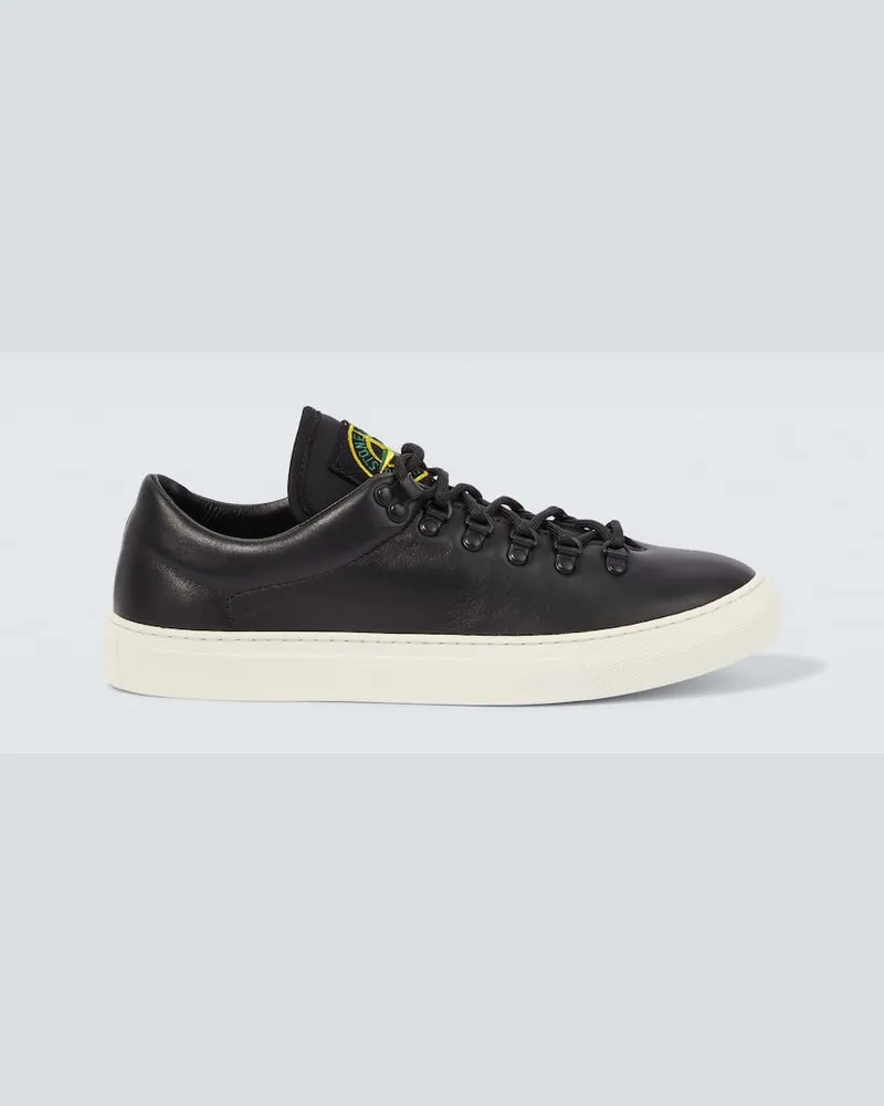 Stone Island Sneakers Compass aus Leder Schwarz