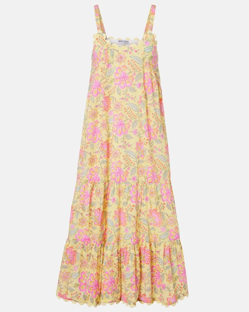 Juliet Dunn Midikleid aus Baumwolle Gelb