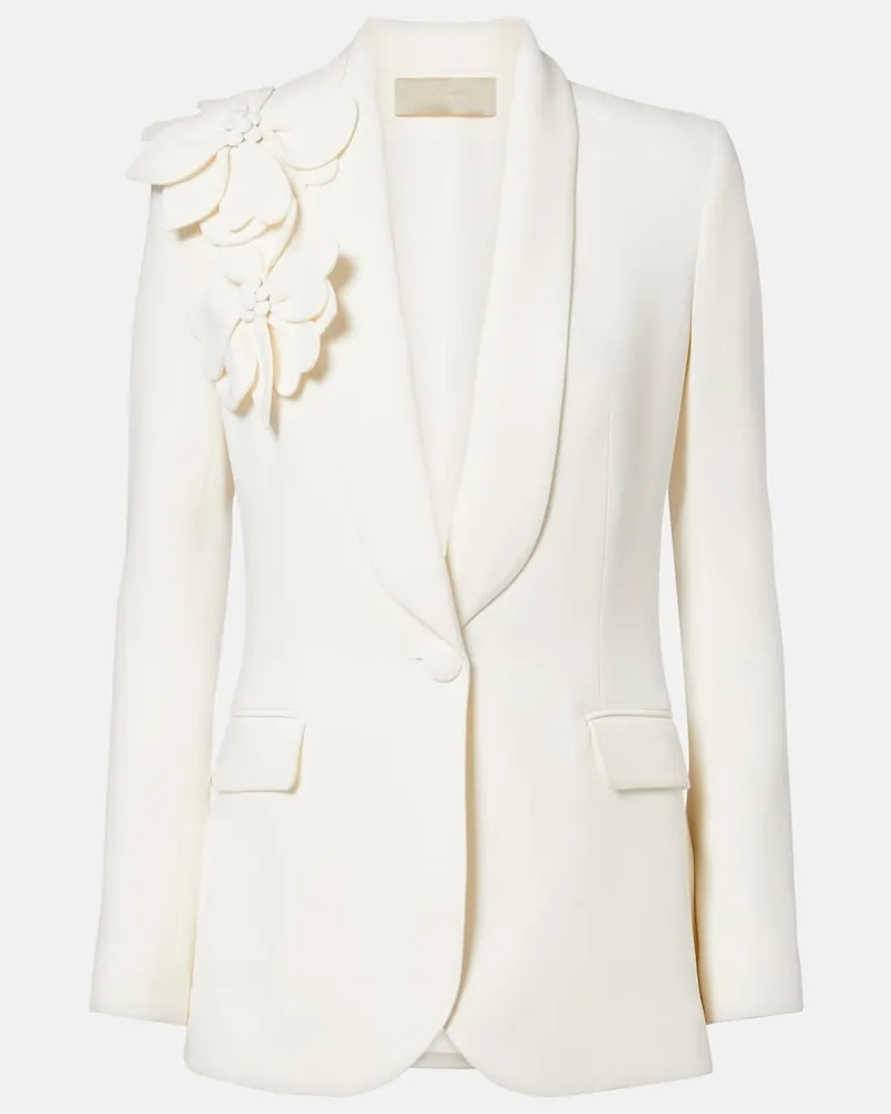 Elie Saab Blazer aus Cady mit Blumenapplikation Weiß