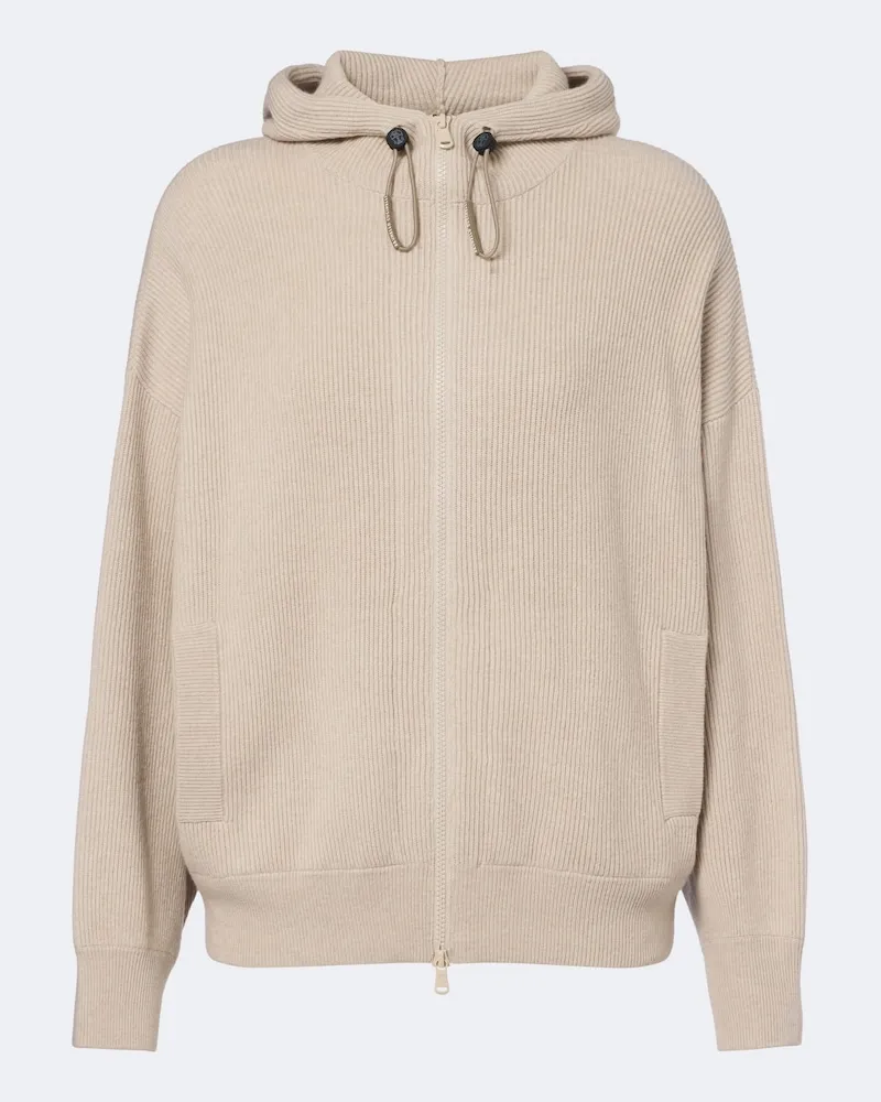 Brunello Cucinelli Cardigan aus Wolle, Kaschmir und Seide Beige