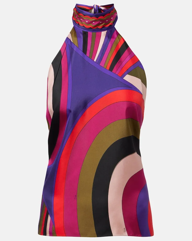 Emilio Pucci Top Iride aus Seidensatin Multicolor