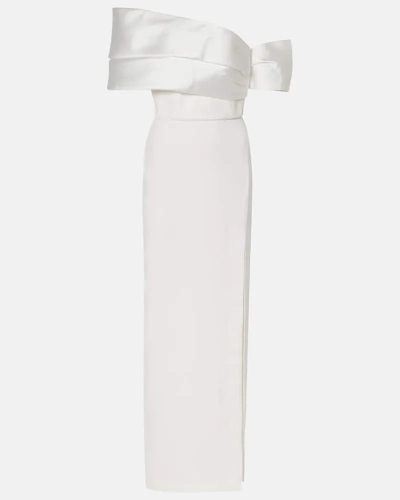 Solace London Robe Alexis aus Twill und Crêpe Weiß