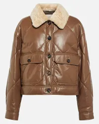 Brunello Cucinelli Lederjacke mit Shearling Braun