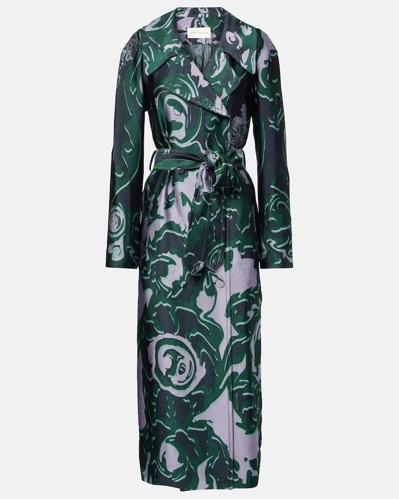 Dries van Noten Bedruckter Trenchcoat Grün