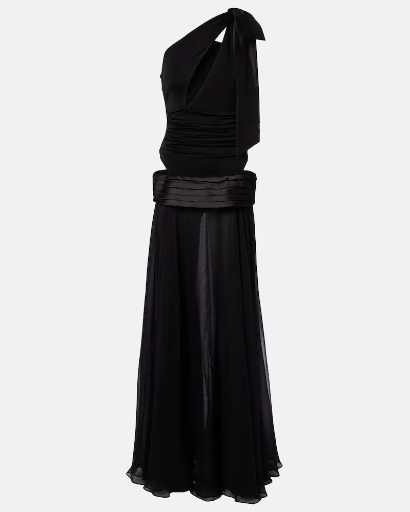 The New Arrivals Ilkyaz Ozel One-Shoulder-Robe mit Cut-outs Schwarz