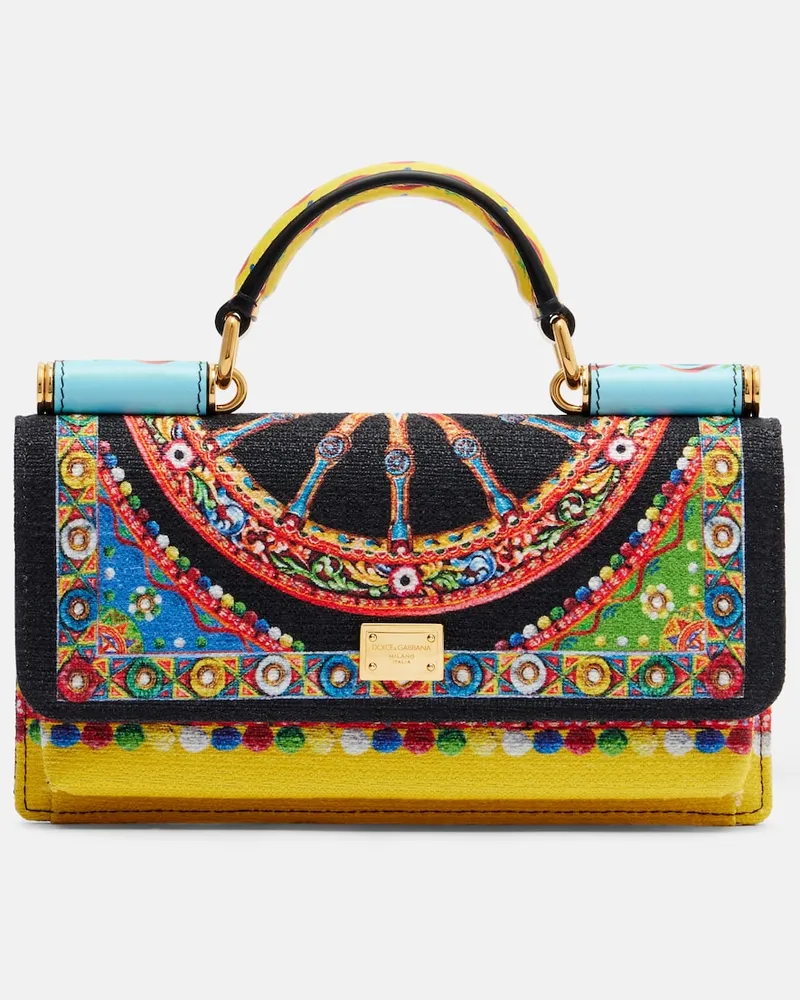 Dolce & Gabbana Henkeltasche Sicily Mini aus Canvas Multicolor