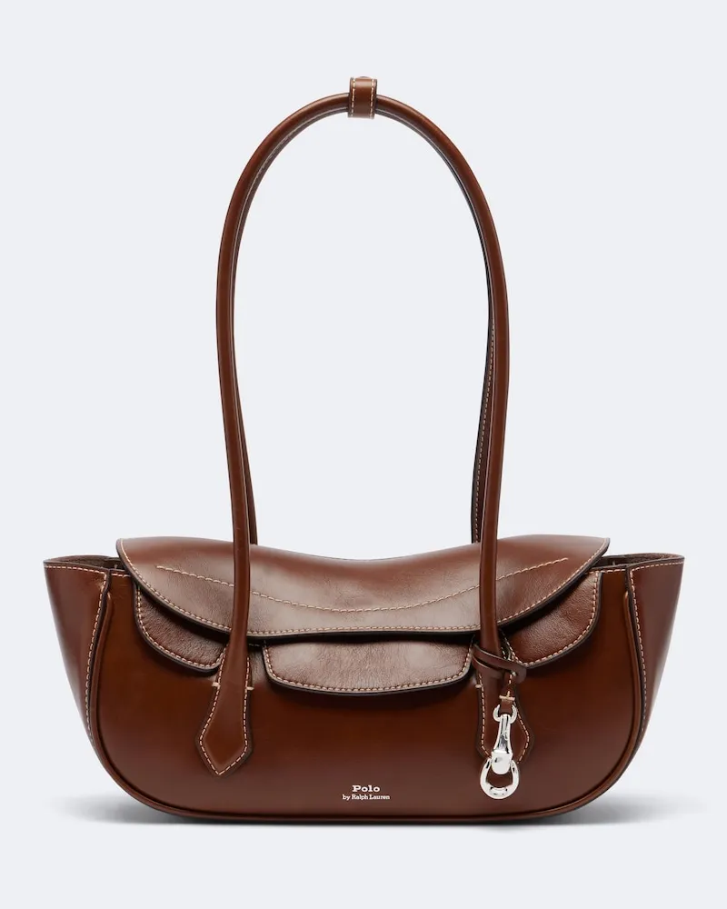 Ralph Lauren Schultertasche Polo Blaze Small aus Leder Braun