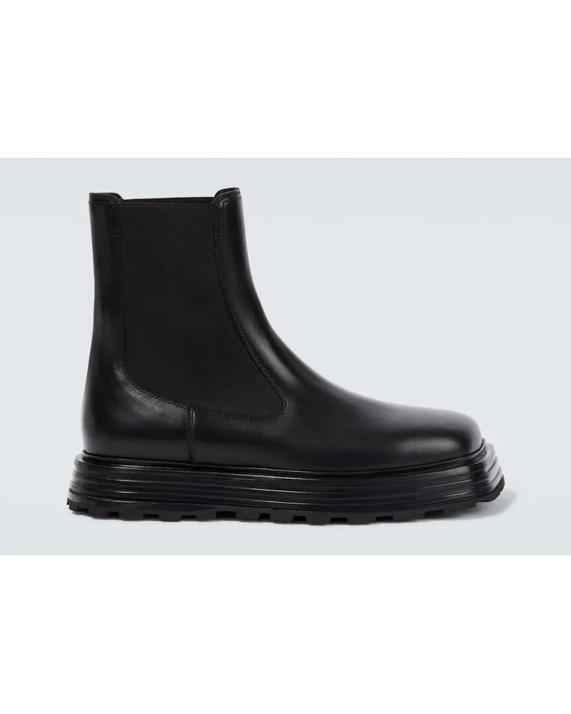 Jil Sander Chelsea Boots aus Leder Schwarz