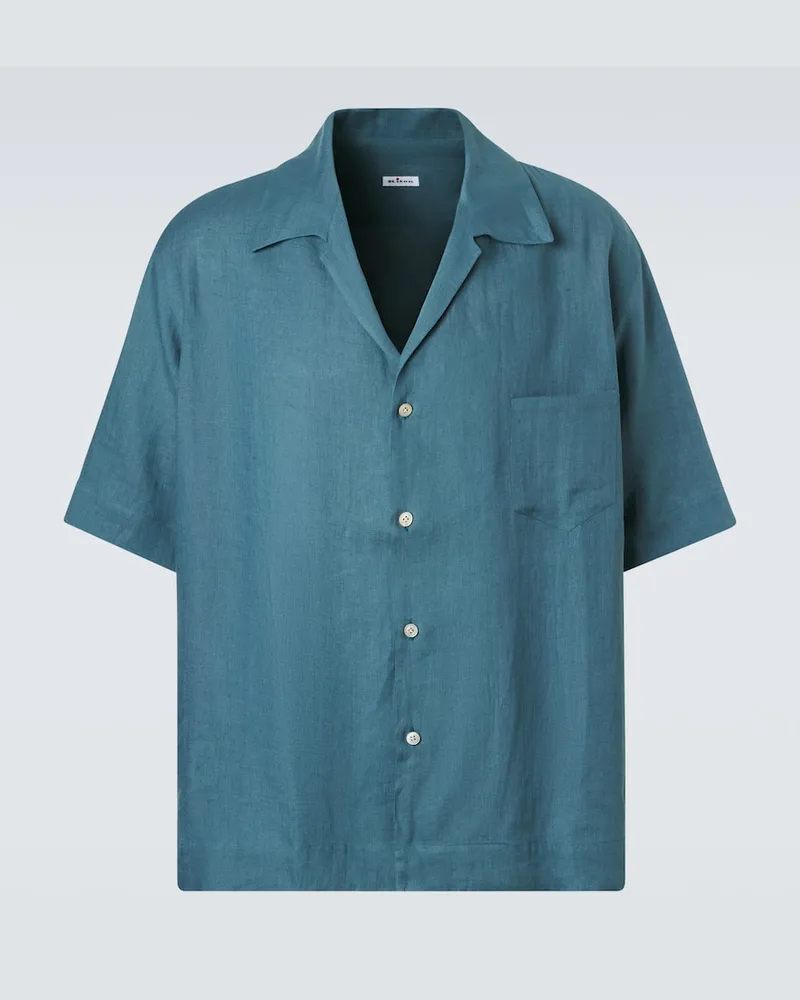 Kiton Hemd aus Leinen Blau