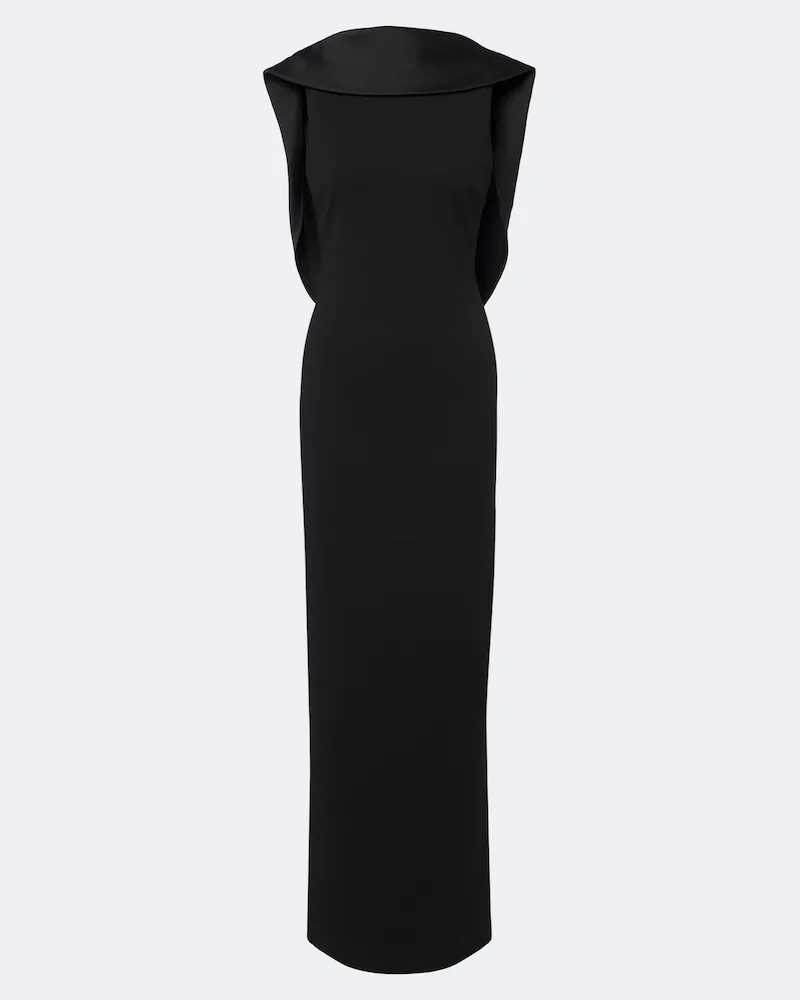 Solace London Robe Barbeau aus Crêpe mit Satin Schwarz