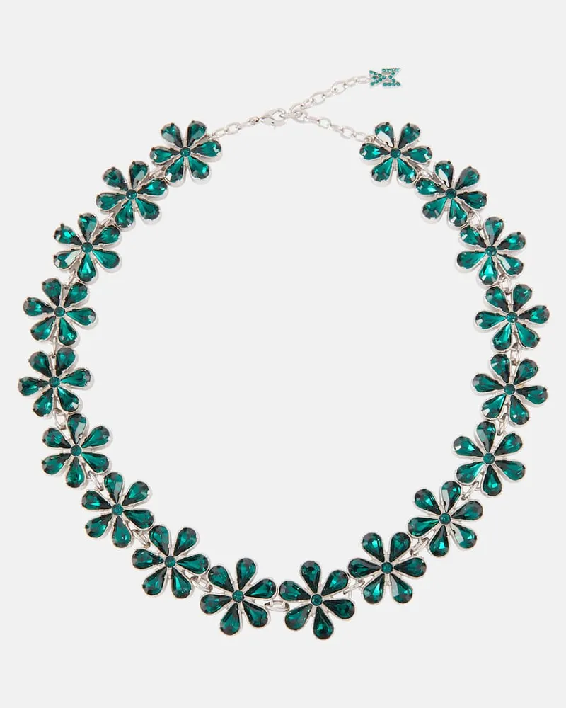Amina Muaddi Choker mit Kristallen Metallic