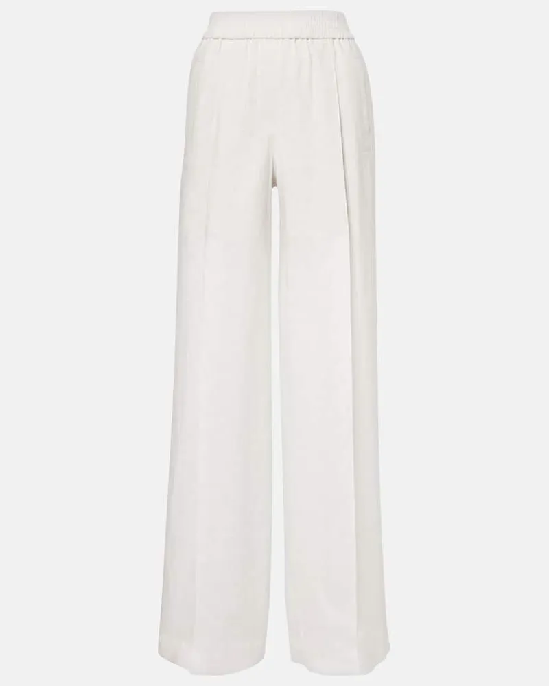 Brunello Cucinelli Weite Hose aus Leinen Weiß